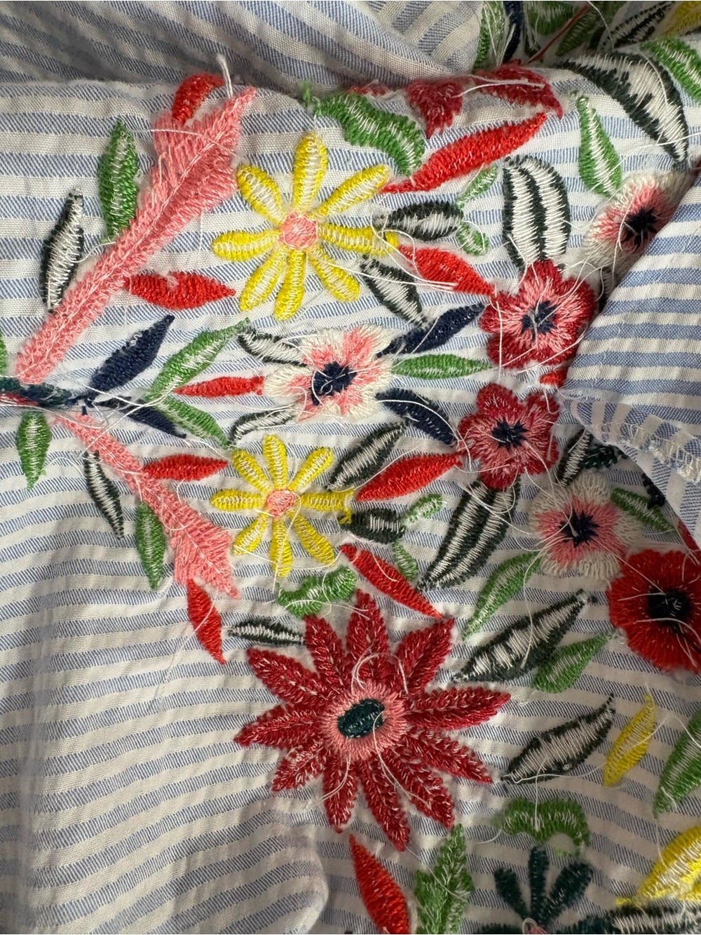 Zara Blue and White Striped embroidered jacket - Picture 9 of 13
